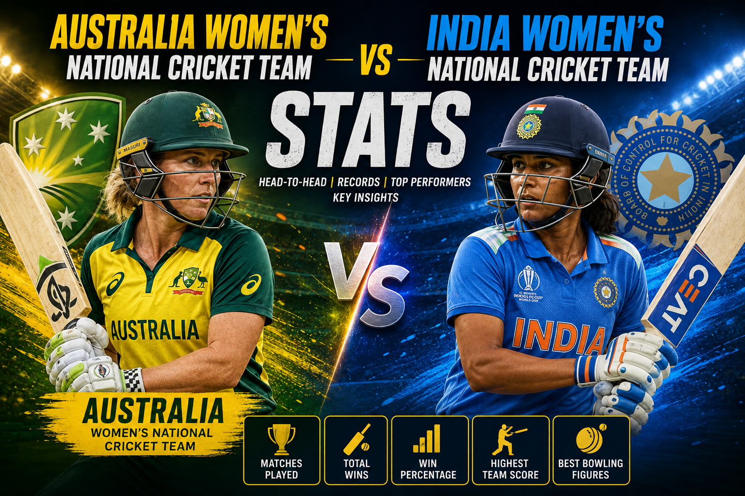 Australia Women's National Cricket Team Vs India Women's National Cricket Team Stats